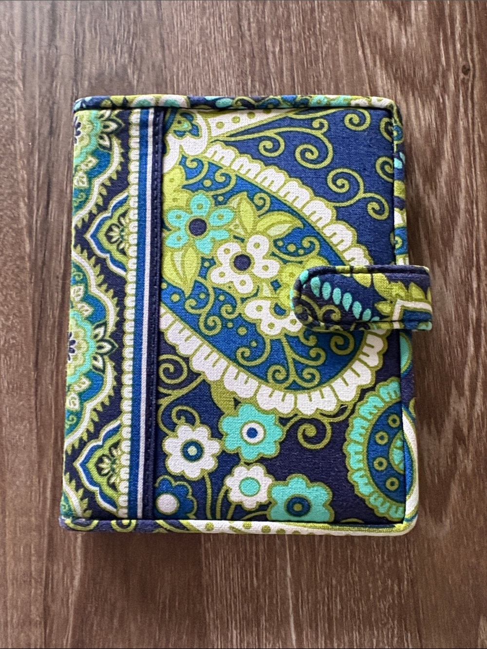 Vera Bradley Blue Green Paisley Quilted Travel Wallet